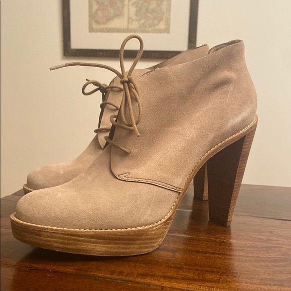 Taupe Suede Women's Ankle Boots - Picture 1 of 12